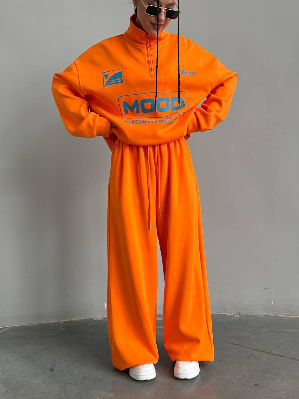MOOD Graphic Half-Zip Oversized Sweatshirt & Wide-Leg Jogger Set