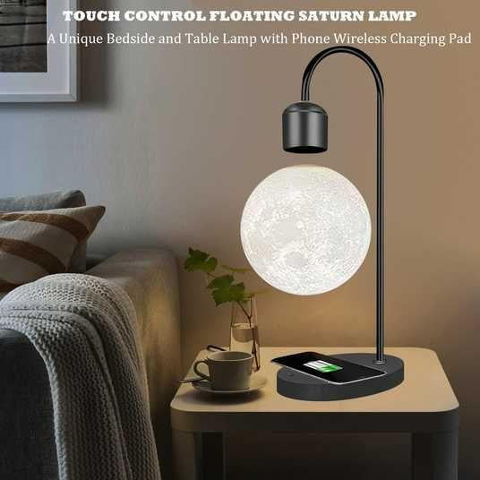 Levitating Moon Lamp with Wireless Charging Base – 3D LED Floating Moon Light