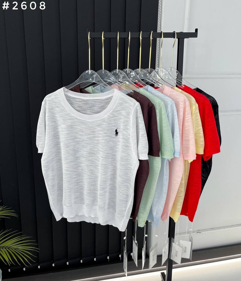 Polo Pony Embroidered Lightweight Knit Oversized T-Shirt #2608