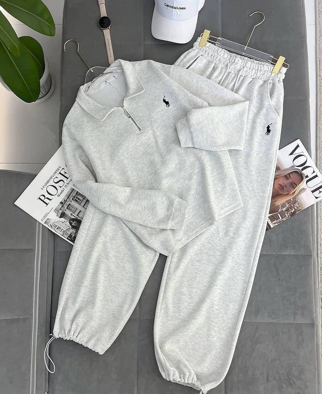 Polo Pony Embroidered Half-Zip Polo Collar Sweatshirt & Jogger Co-ord Set