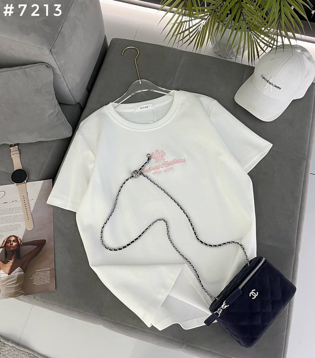 #7213 Leisure Aesthetics Chain Detail Oversized T-Shirt