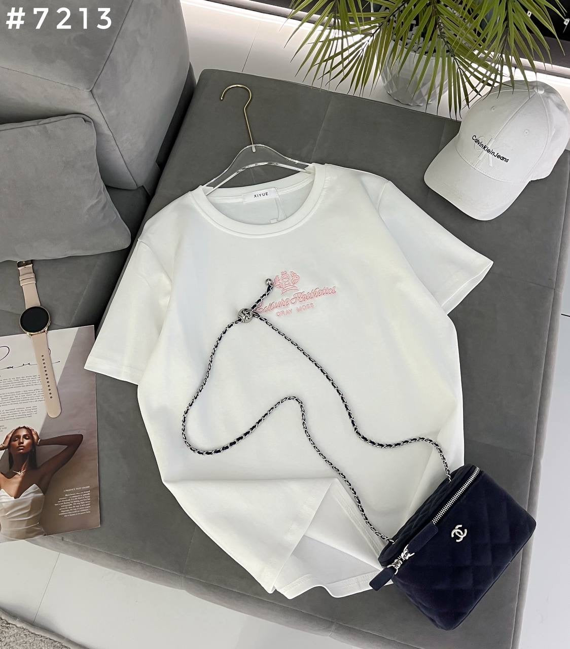 #7213 Leisure Aesthetics Chain Detail Oversized T-Shirt
