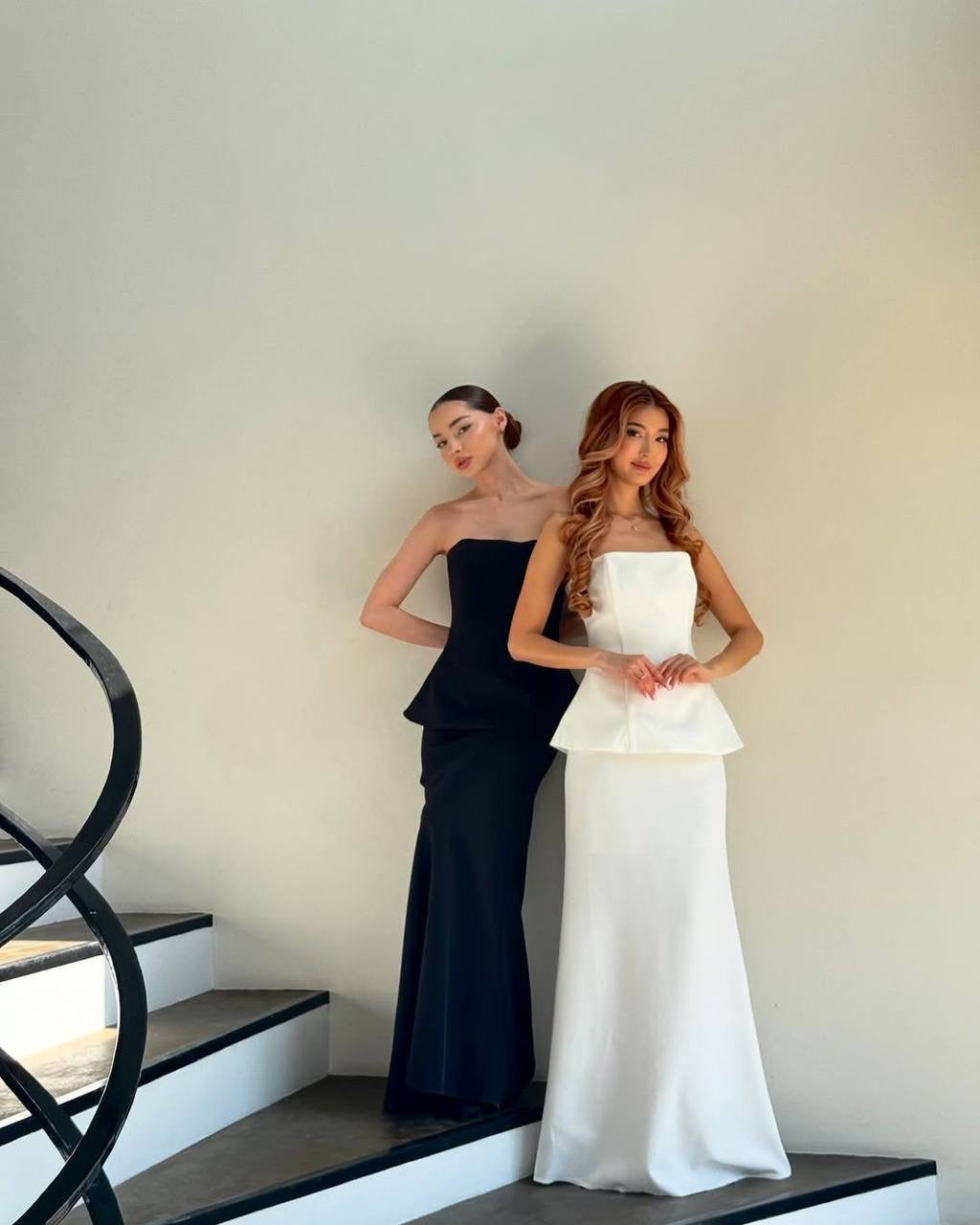 Strapless Peplum Maxi Dress