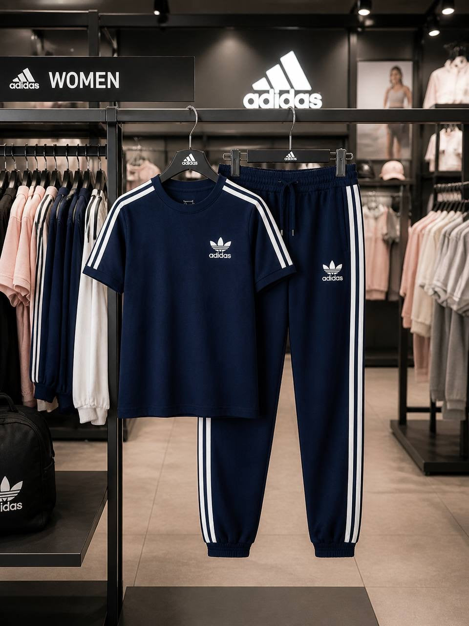 Adidas 3-Stripe Trefoil Logo Short-Sleeve Tee & Jogger Co-ord Set