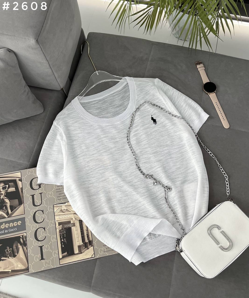 Polo Pony Embroidered Lightweight Knit Oversized T-Shirt #2608
