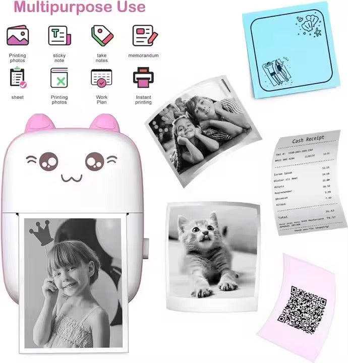 Mini Thermal Printer – Cute Portable Bluetooth Photo Printer
