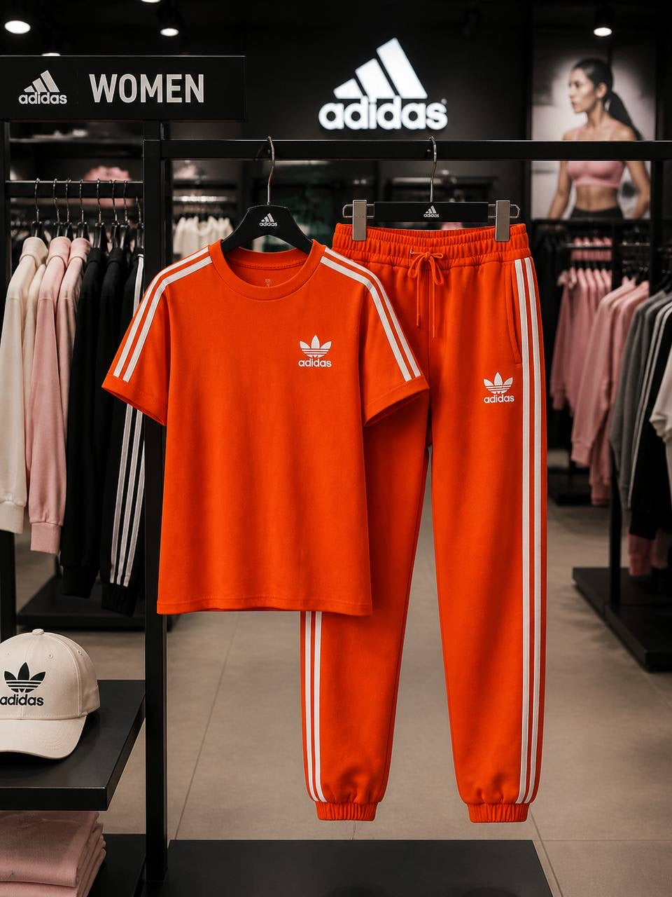 Adidas 3-Stripe Trefoil Logo Short-Sleeve Tee & Jogger Co-ord Set