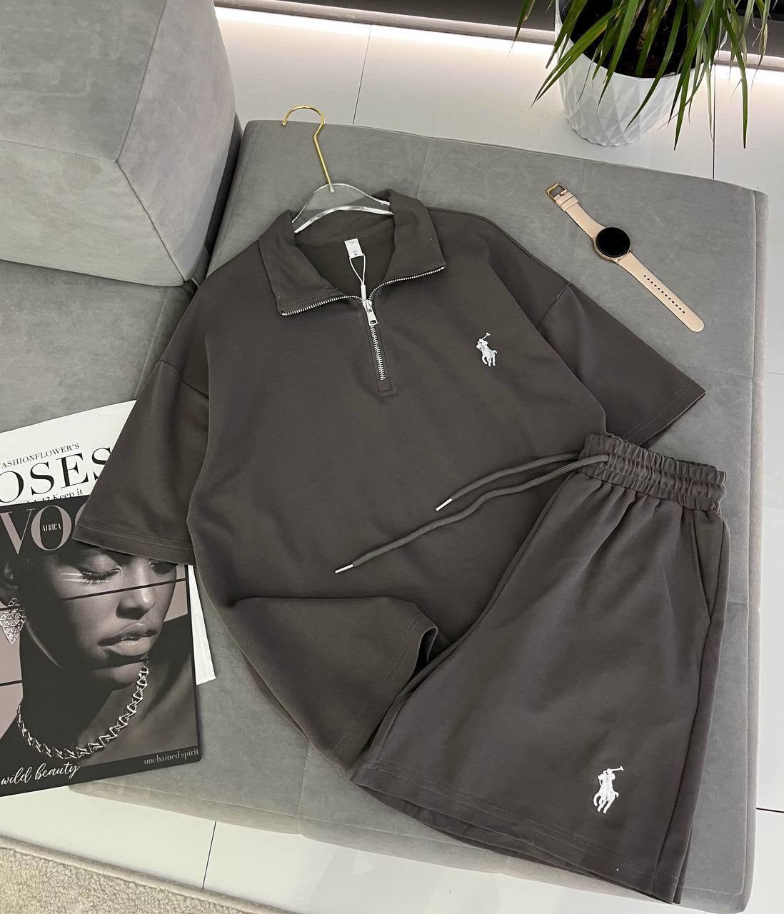 Polo Half-Zip Short-Sleeve Top & Shorts Co-ord Set