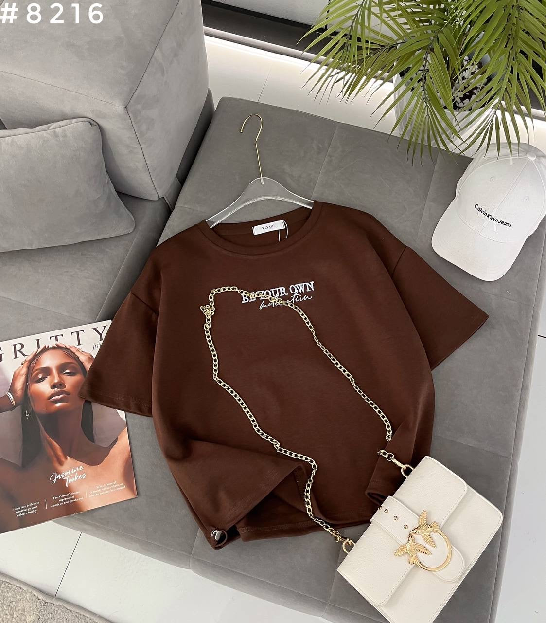 #8216 Be Your Own Chain Detail Oversized T-Shirt