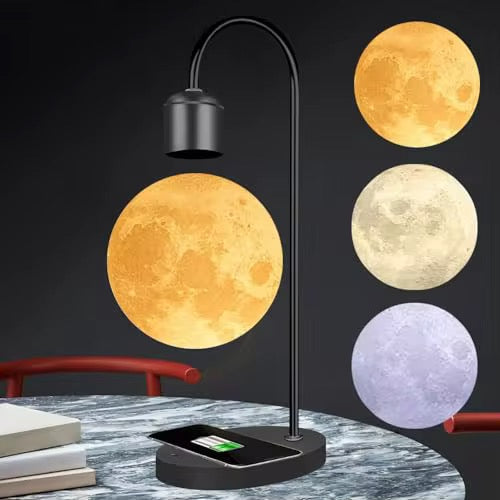 Levitating Moon Lamp with Wireless Charging Base – 3D LED Floating Moon Light