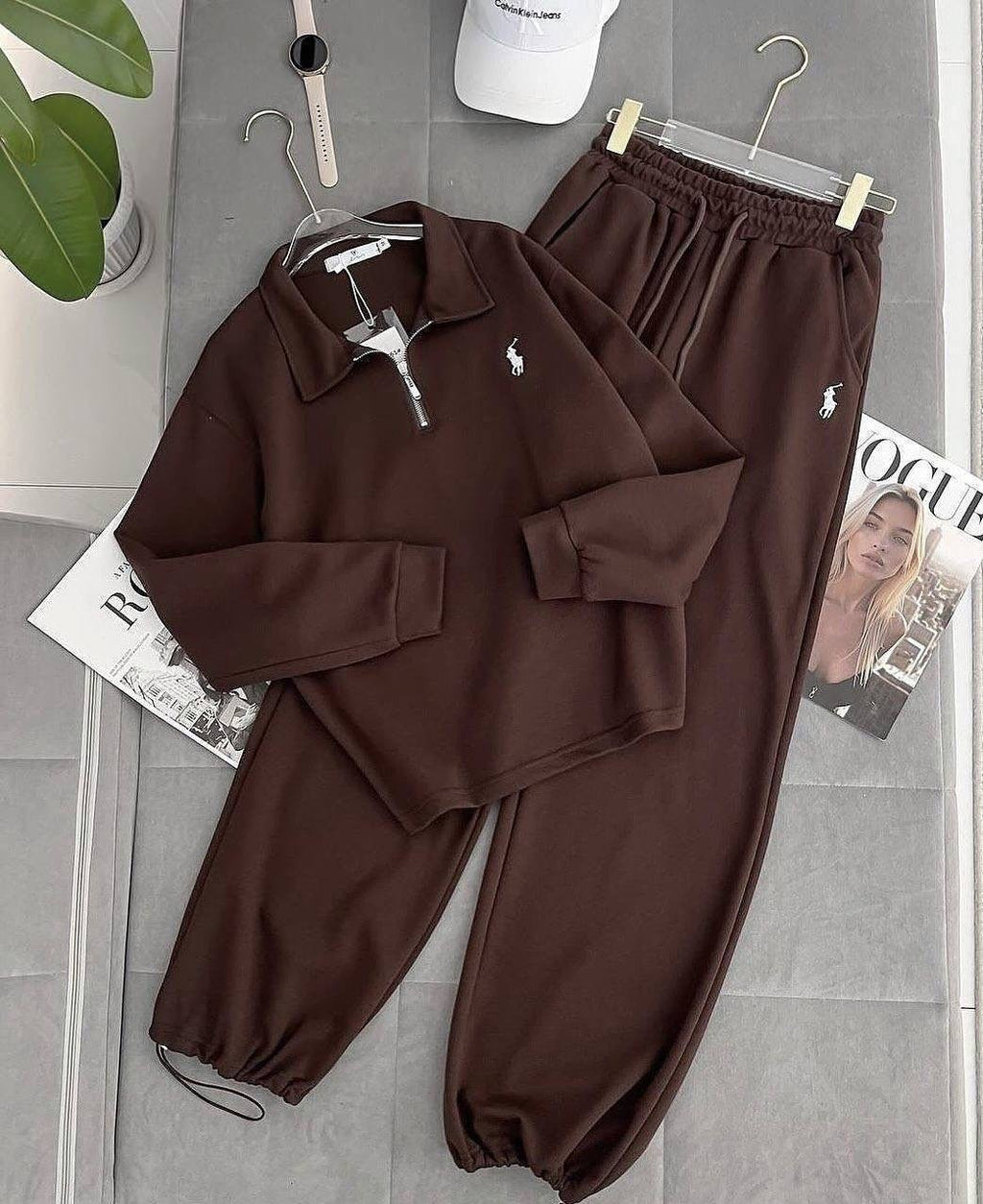 Polo Pony Embroidered Half-Zip Polo Collar Sweatshirt & Jogger Co-ord Set