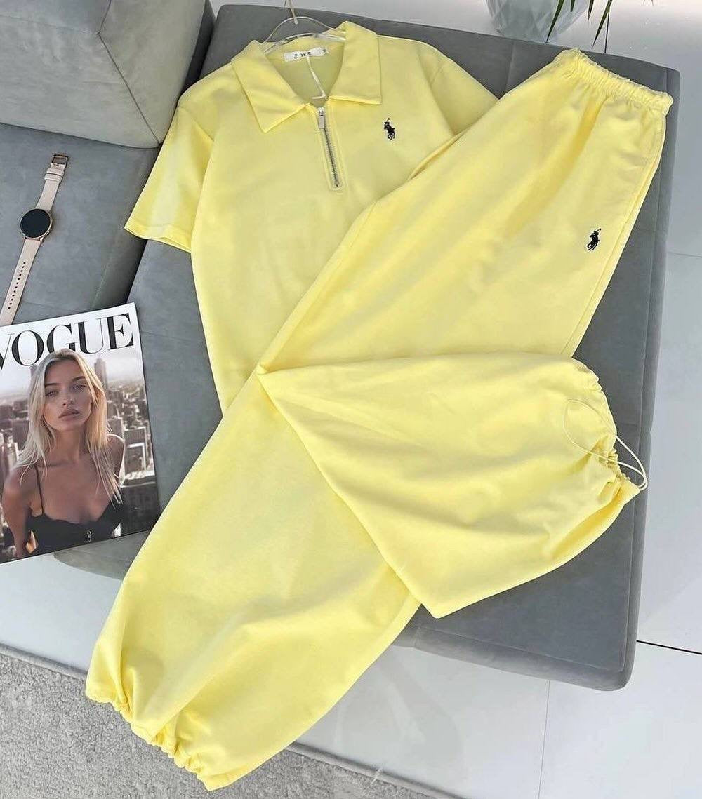Polo Pony Embroidered Short-Sleeve Polo Crop Top & Balloon Jogger Co-ord Set