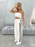#8094 Side Stripe Wide-Leg Sweatpants