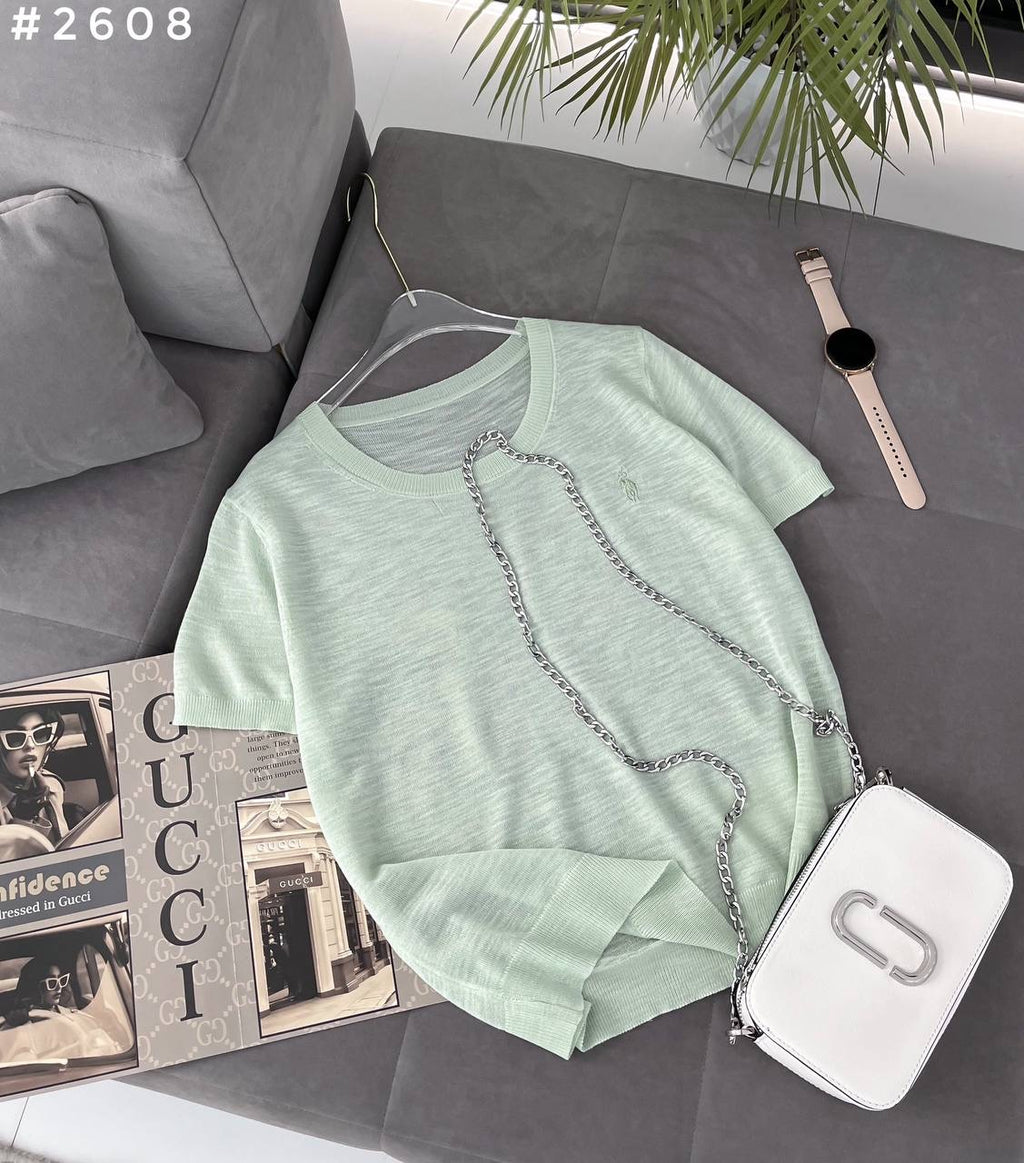 Polo Pony Embroidered Lightweight Knit Oversized T-Shirt #2608