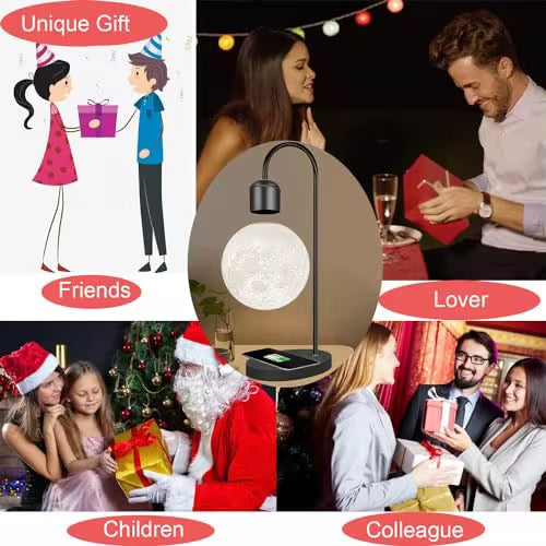 Levitating Moon Lamp with Wireless Charging Base – 3D LED Floating Moon Light