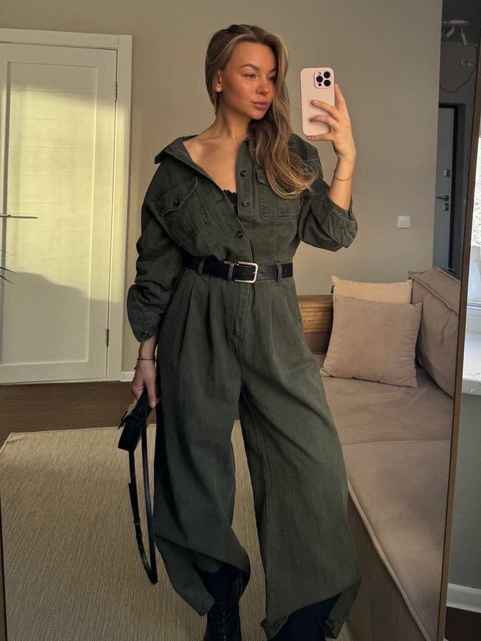 Denim Shirt & Wide-Leg Jeans Co-ord Set