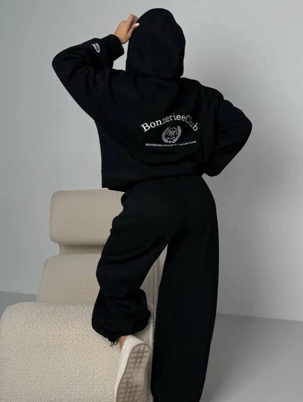 Bonneriee Club Athletic Tennis Club Oversized Zip Hoodie & Wide-Leg Sweatpants Set