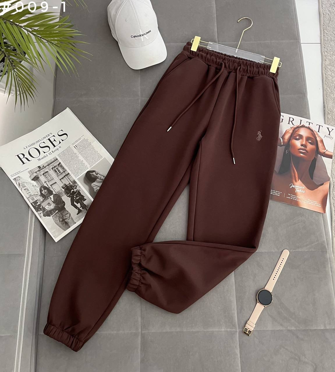 #009-1 Polo Embroidered Elastic Waist Jogger Sweatpants