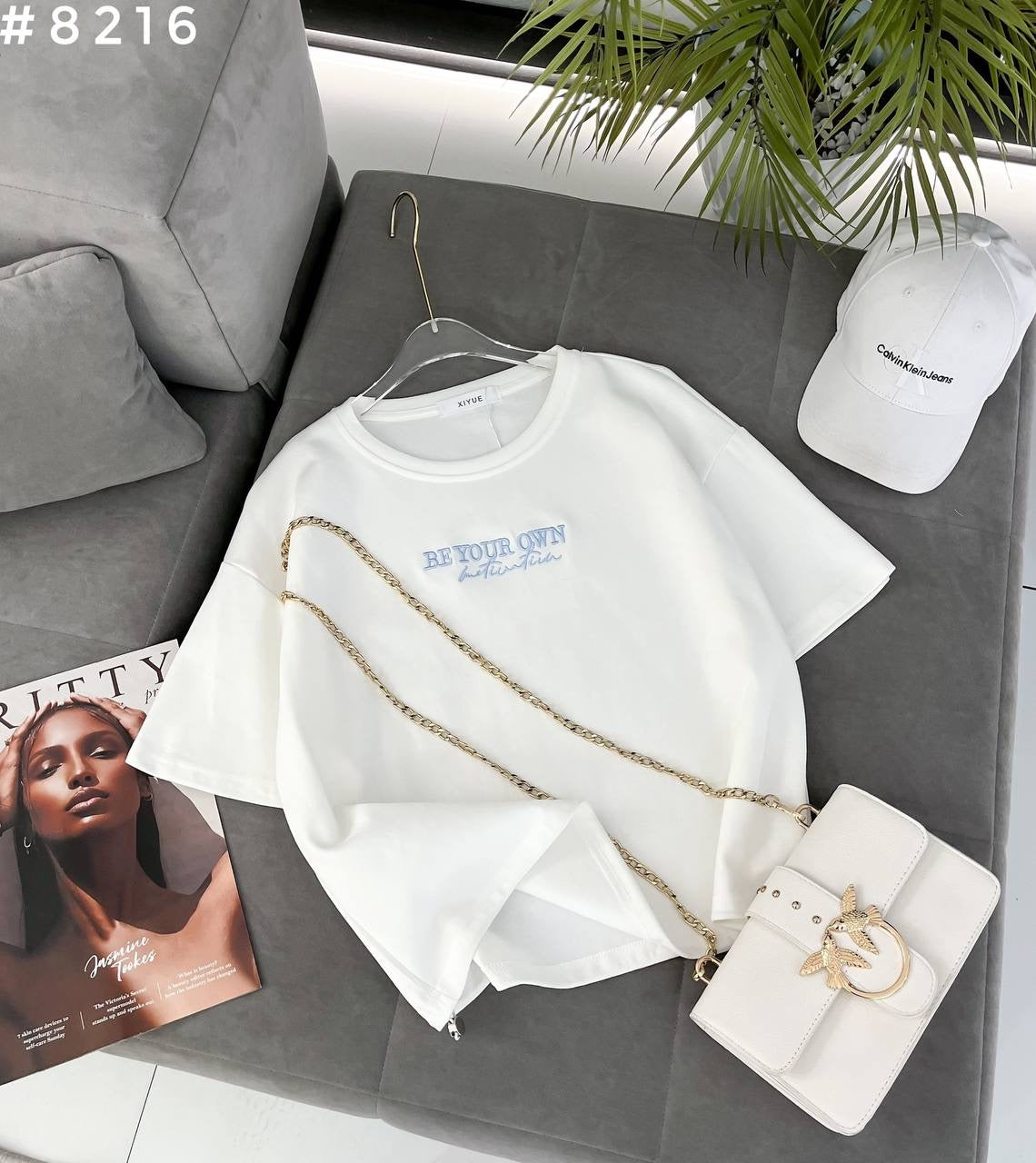 #8216 Be Your Own Chain Detail Oversized T-Shirt