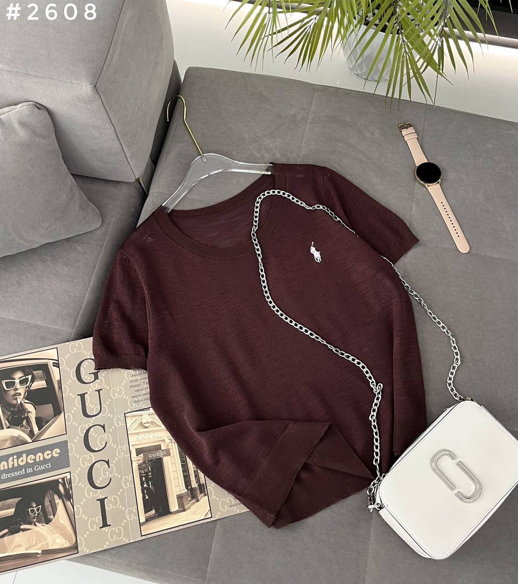 Polo Pony Embroidered Lightweight Knit Oversized T-Shirt #2608