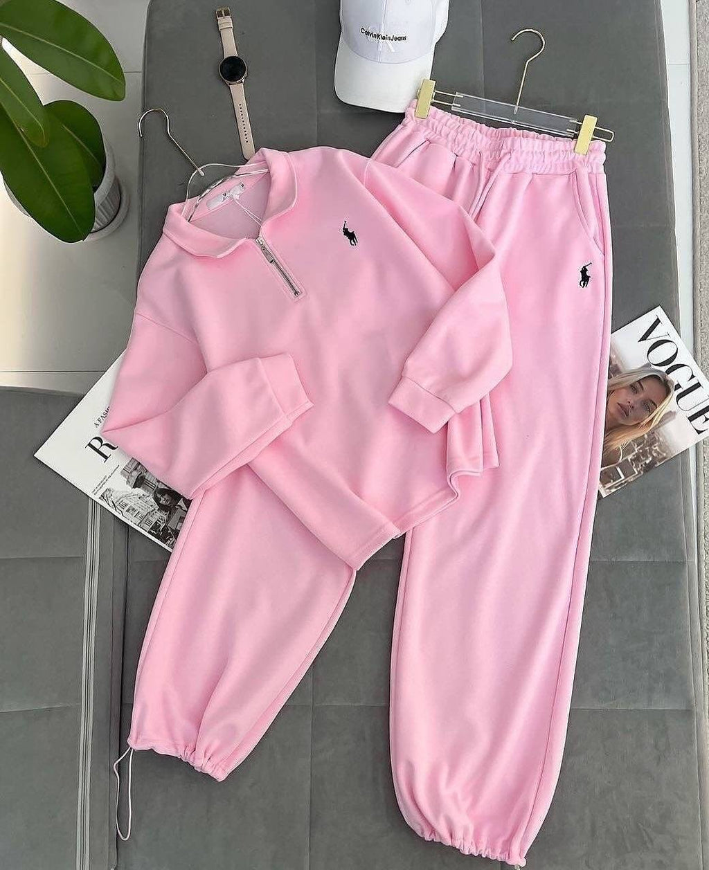 Polo Pony Embroidered Half-Zip Polo Collar Sweatshirt & Jogger Co-ord Set