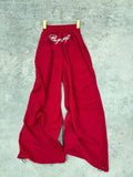 Be Yourself Embroidered Oversized Wide-Leg Parachute Trousers
