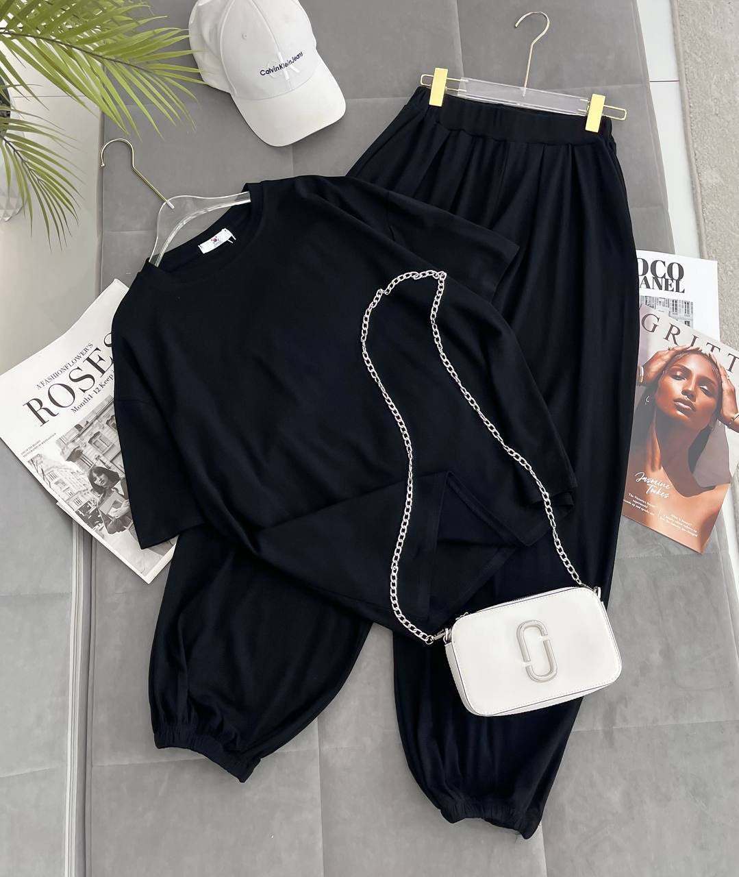 Soft Touch Oversized T-Shirt & Wide-Leg Palazzo Trousers Loungewear Set