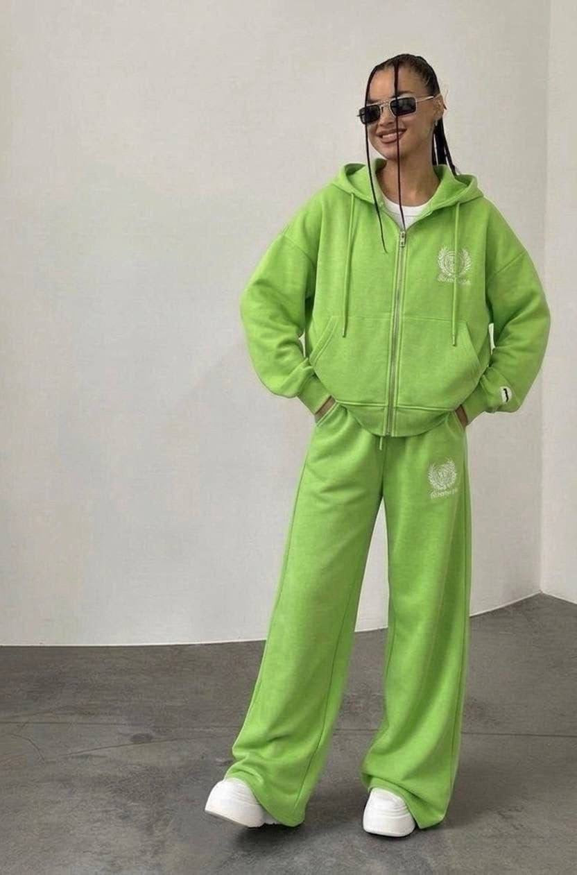 Bonneriee Club Athletic Tennis Club Oversized Zip Hoodie & Wide-Leg Sweatpants Set