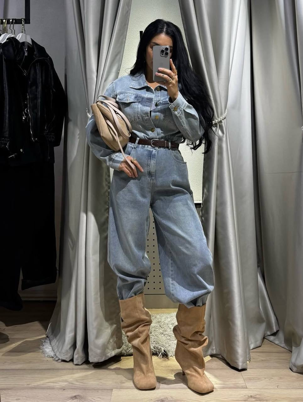 Denim Shirt & Wide-Leg Jeans Co-ord Set