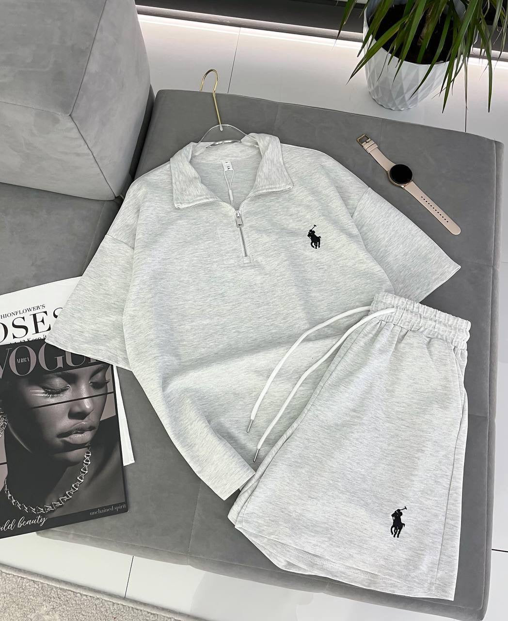 Polo Half-Zip Short-Sleeve Top & Shorts Co-ord Set