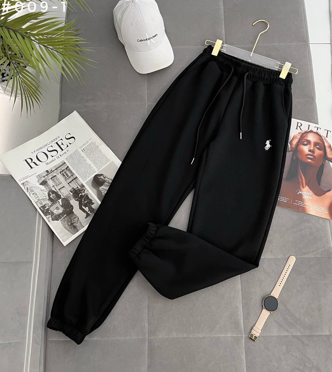 #009-1 Polo Embroidered Elastic Waist Jogger Sweatpants