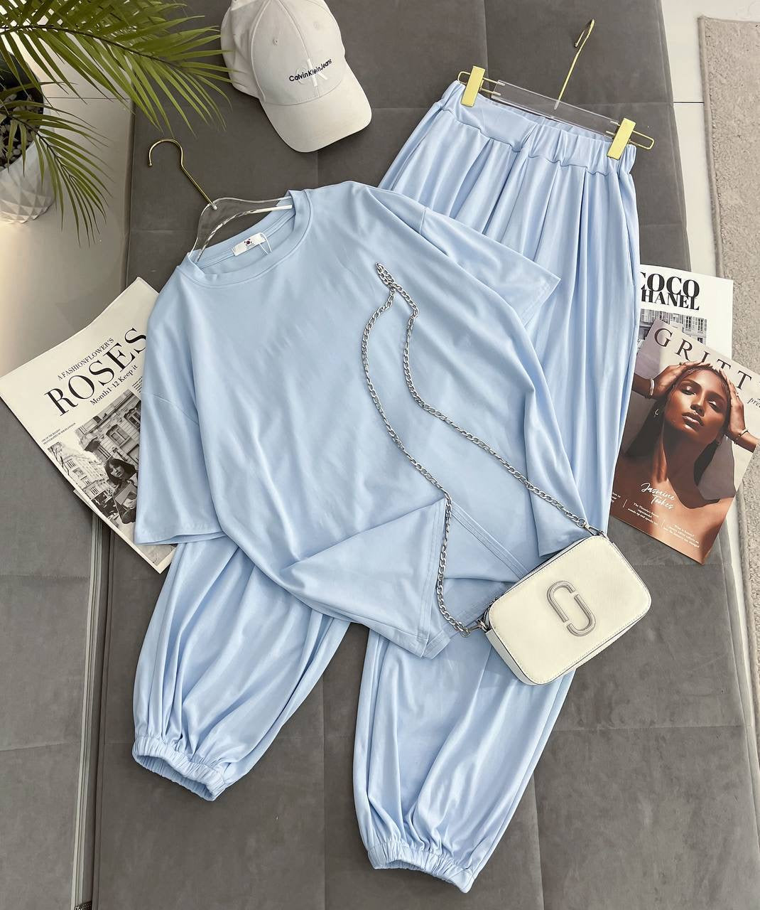 Soft Touch Oversized T-Shirt & Wide-Leg Palazzo Trousers Loungewear Set