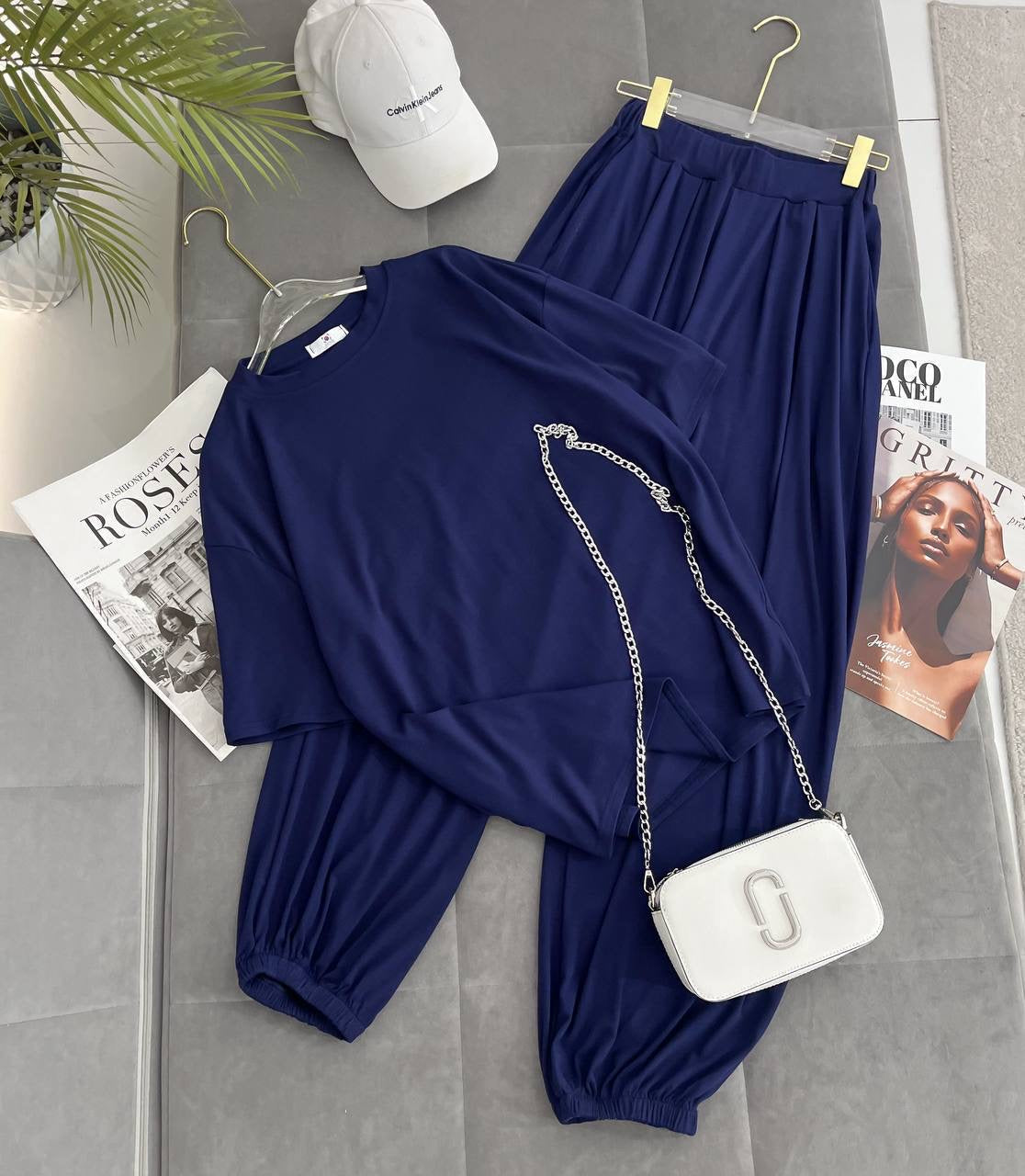 Soft Touch Oversized T-Shirt & Wide-Leg Palazzo Trousers Loungewear Set