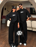 STWD Oversized Couple Co-ord Set — T-Shirt & Wide-Leg Sweatpants