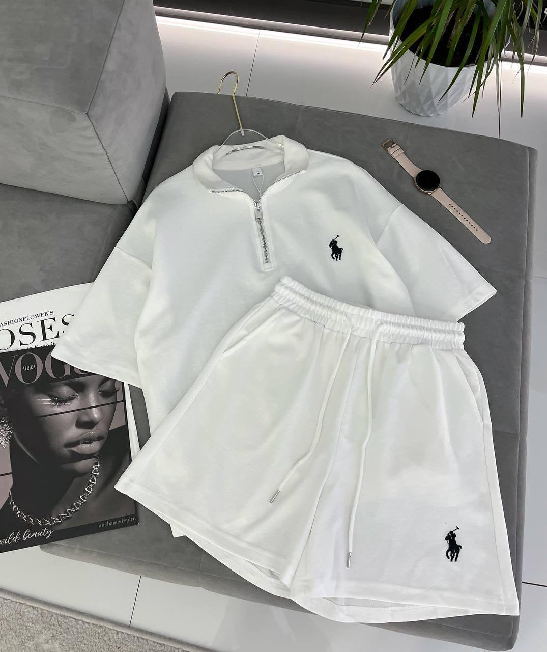 Polo Half-Zip Short-Sleeve Top & Shorts Co-ord Set