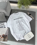 #772 Mulan's Blography Lace Trim Oversized T-Shirt