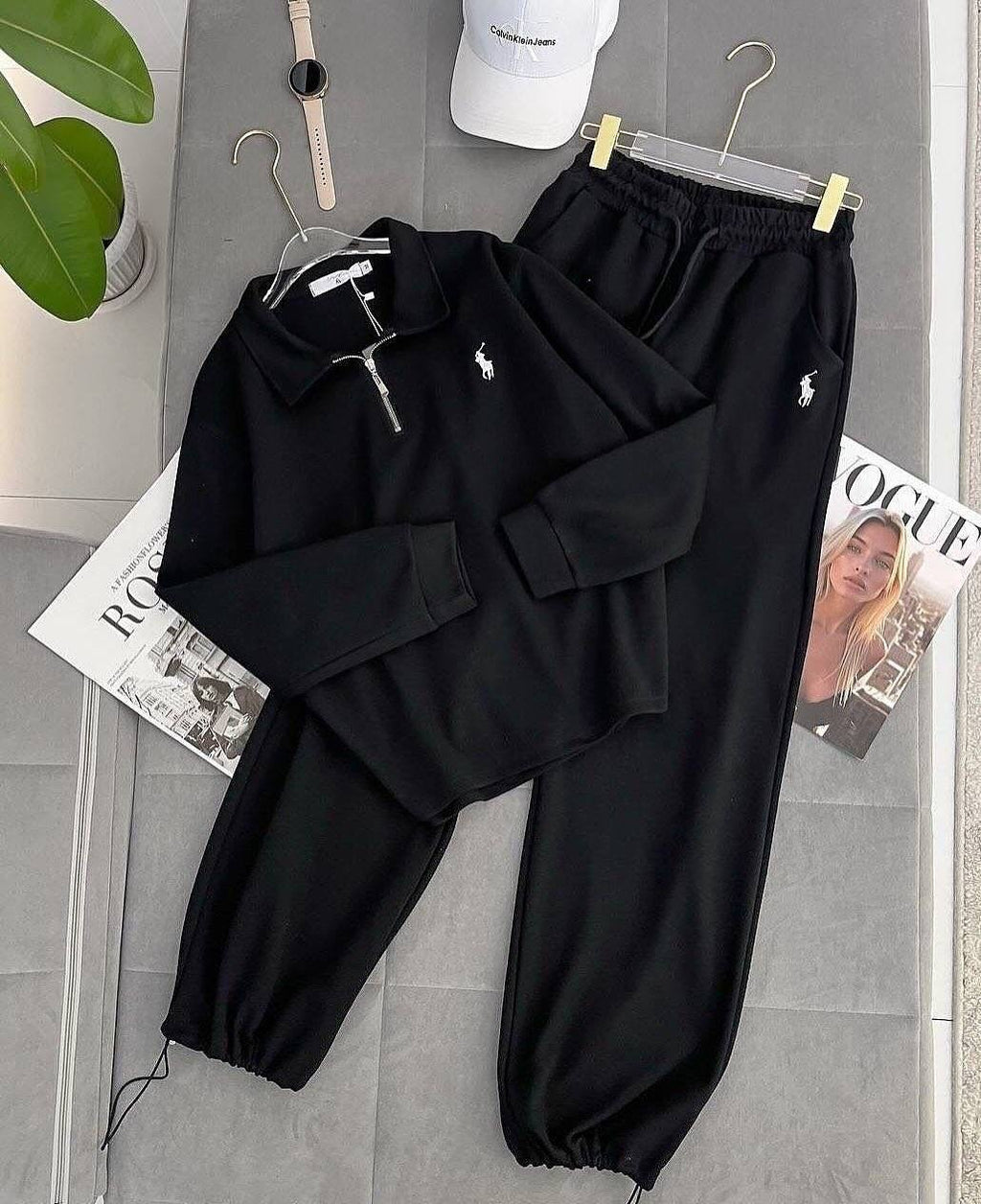 Polo Pony Embroidered Half-Zip Polo Collar Sweatshirt & Jogger Co-ord Set