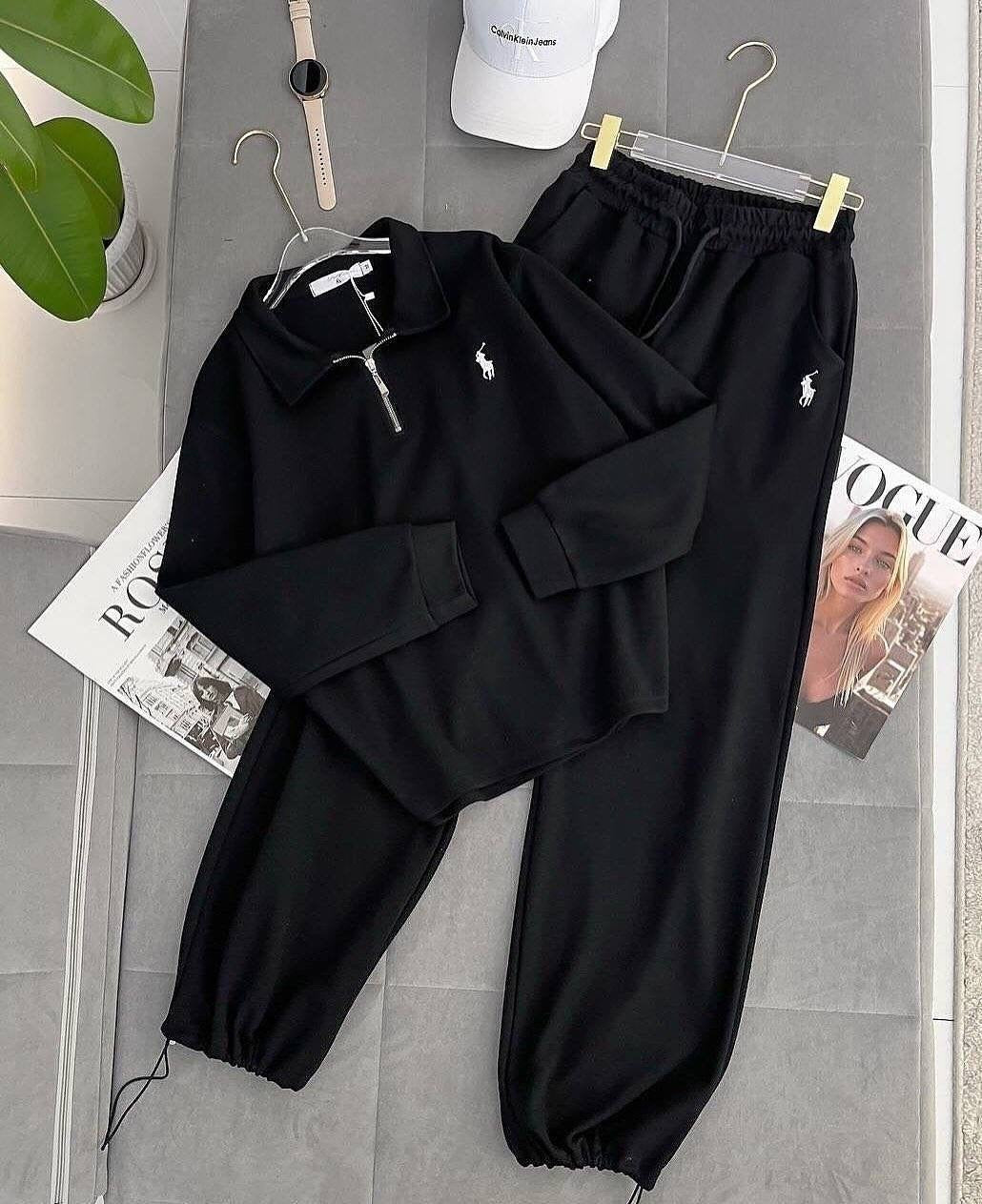 Polo Pony Embroidered Half-Zip Polo Collar Sweatshirt & Jogger Co-ord Set