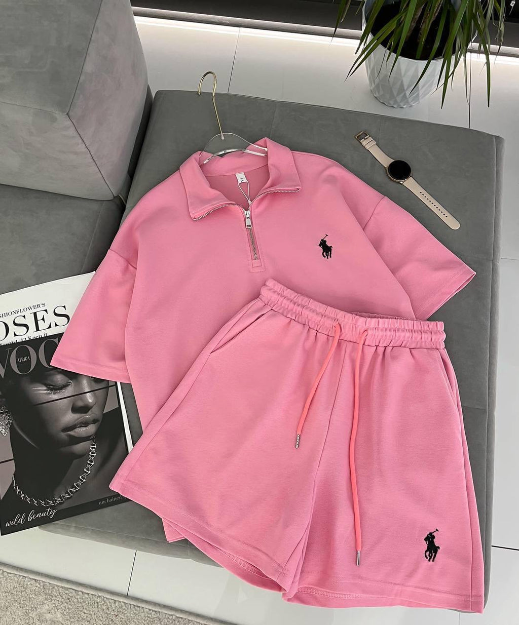 Polo Half-Zip Short-Sleeve Top & Shorts Co-ord Set
