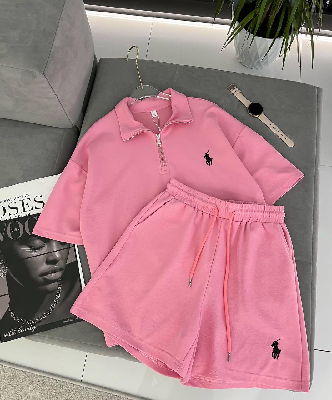 Polo Half-Zip Short-Sleeve Top & Shorts Co-ord Set