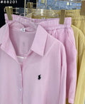 #88201 Striped Linen Shirt & Shorts Co-ord Set