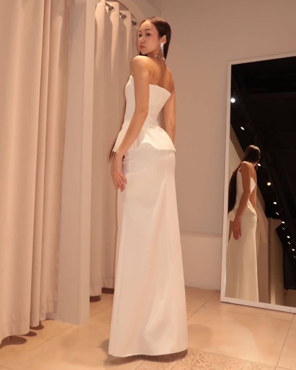Strapless Peplum Maxi Dress