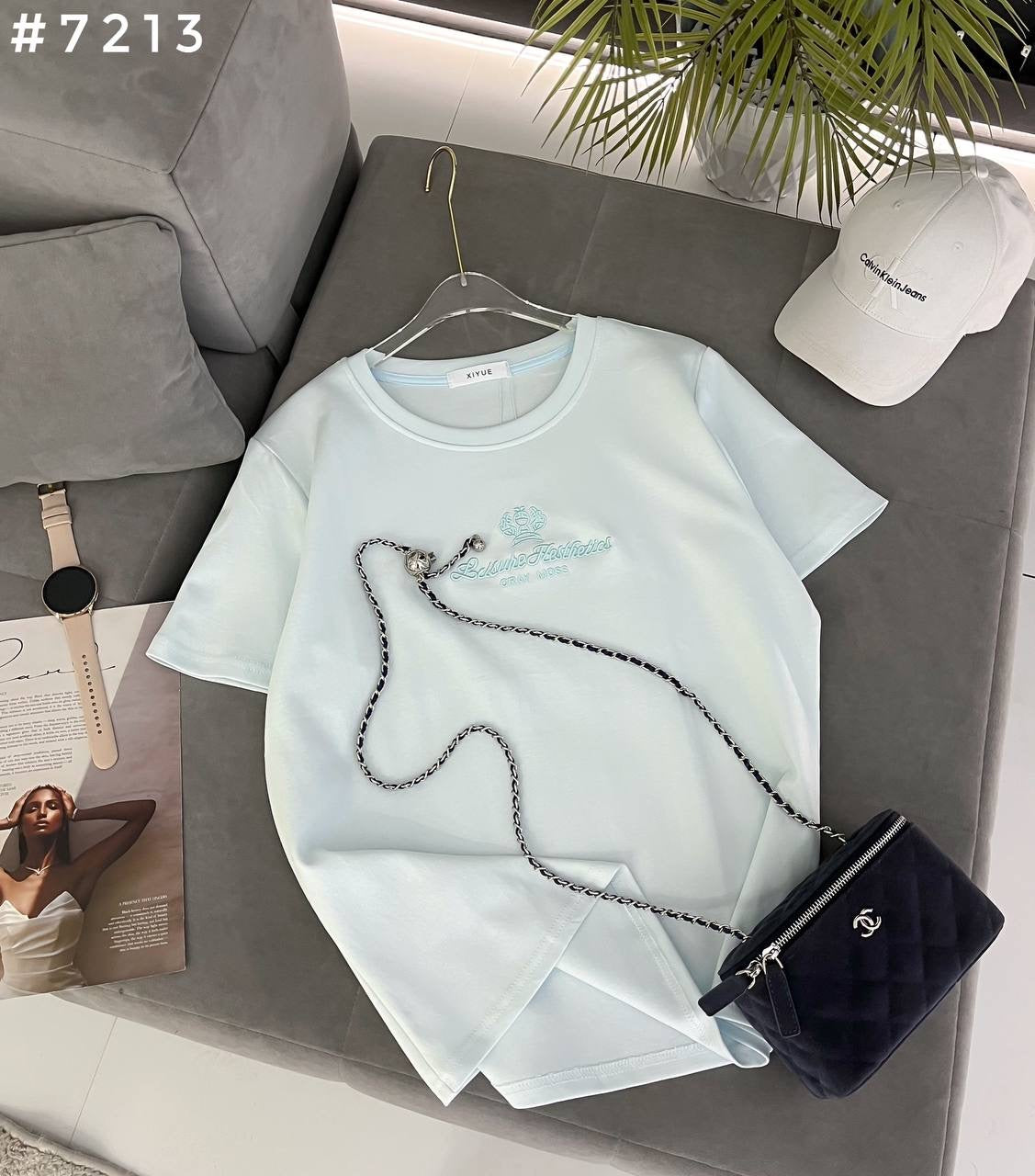 #7213 Leisure Aesthetics Chain Detail Oversized T-Shirt