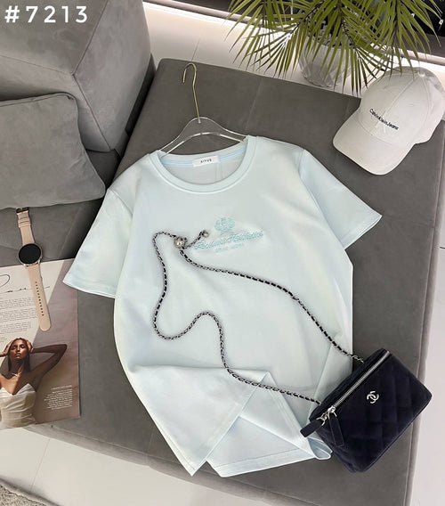 #7213 Leisure Aesthetics Chain Detail Oversized T-Shirt