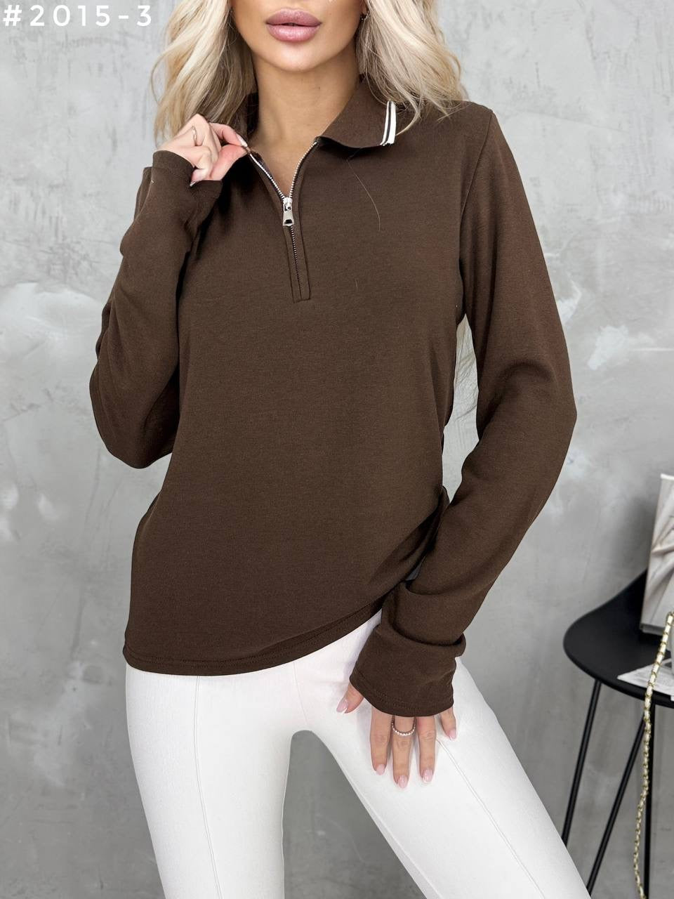 Half-Zip Polo Collar Oversized Sweatshirt #2015-3