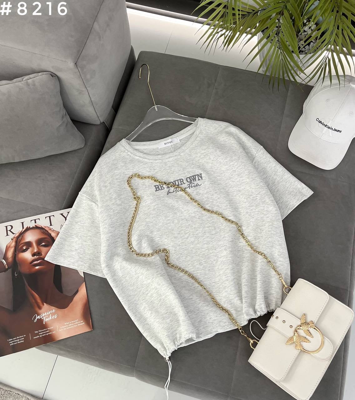 #8216 Be Your Own Chain Detail Oversized T-Shirt