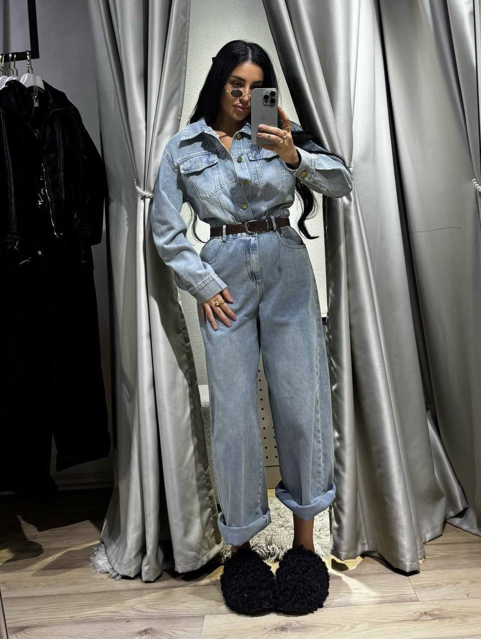 Denim Shirt & Wide-Leg Jeans Co-ord Set