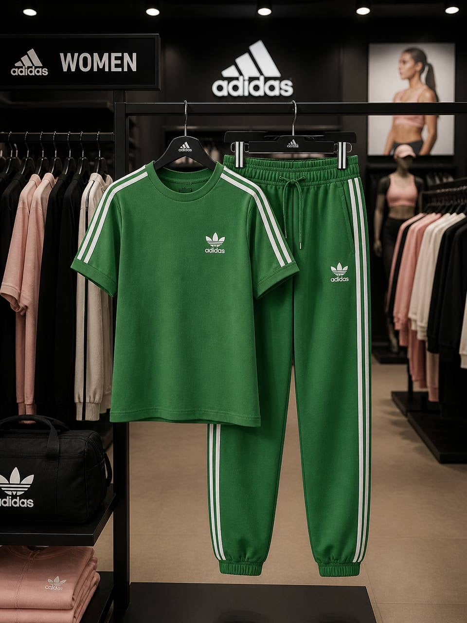 Adidas 3-Stripe Trefoil Logo Short-Sleeve Tee & Jogger Co-ord Set