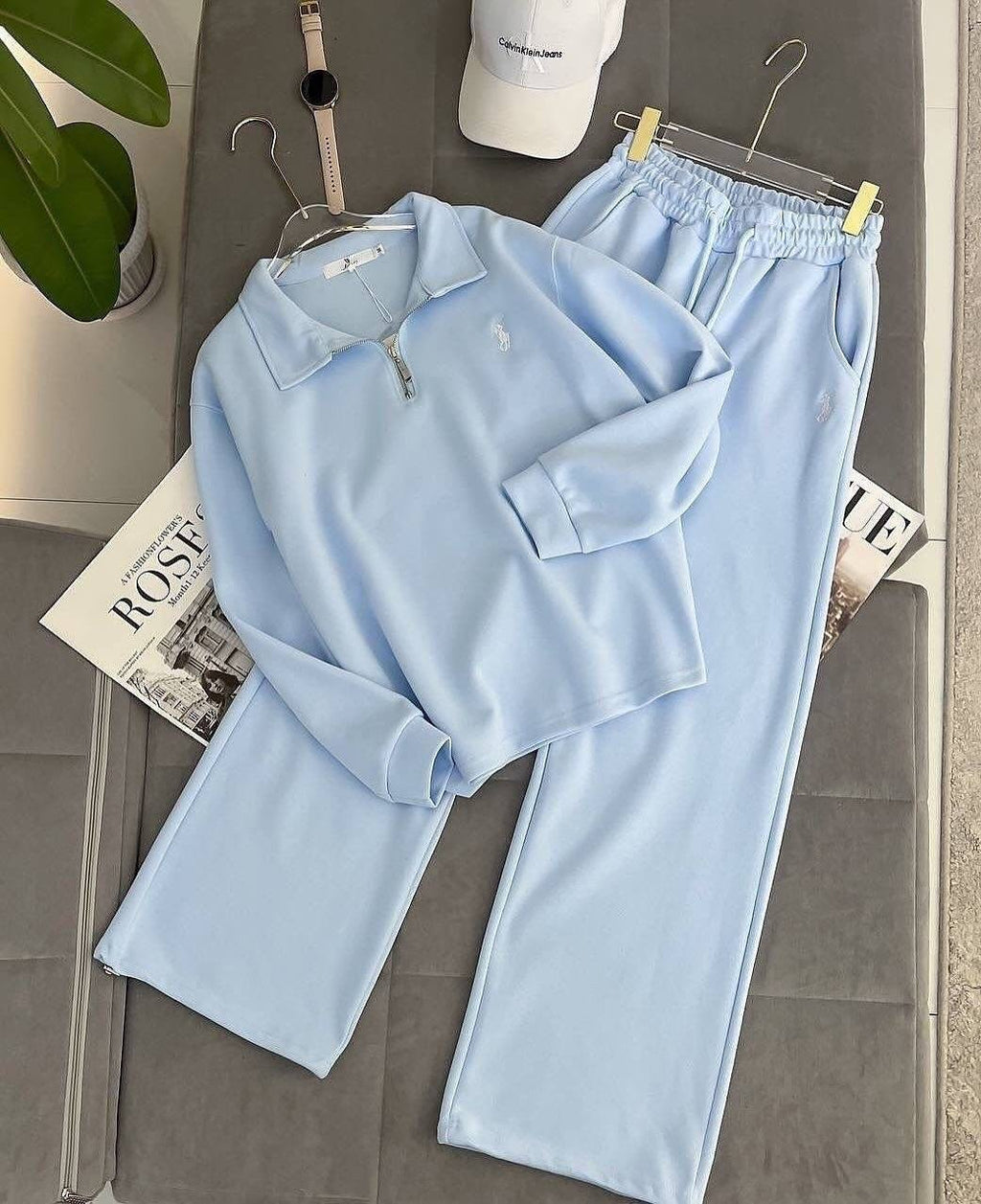 Polo Pony Embroidered Half-Zip Polo Collar Sweatshirt & Jogger Co-ord Set