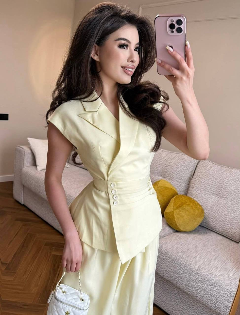 Sleeveless Blazer Vest & Balloon-Leg Trousers Co-ord Set